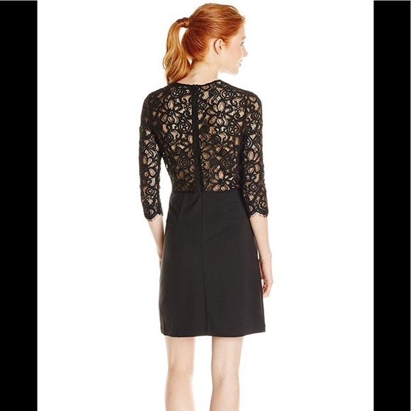 BB Dakota Chevis Ponte and Lace Dress Black Small - Picture 6 of 8